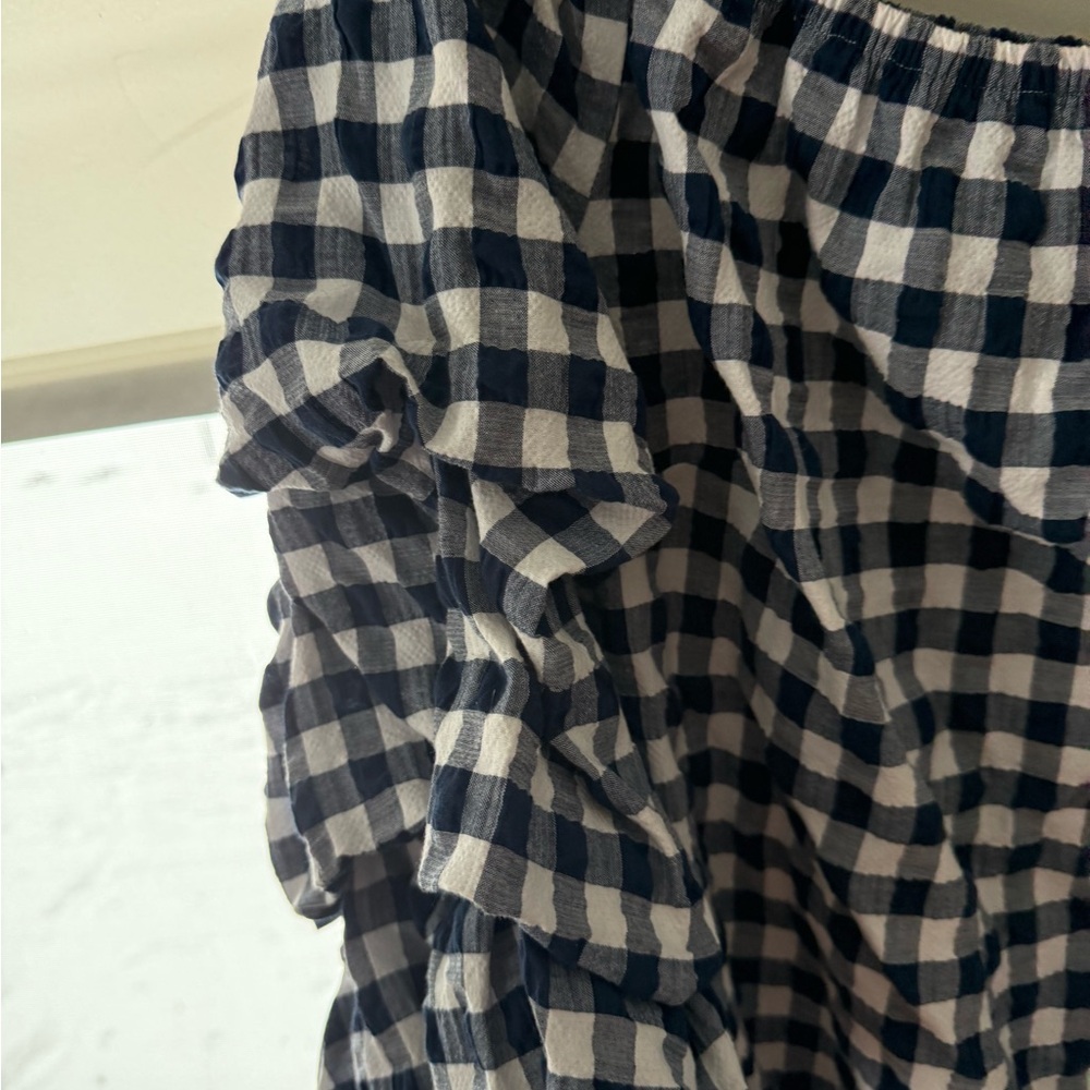 Women's Off-Shoulder Gingham Top - Picture 4 of 6